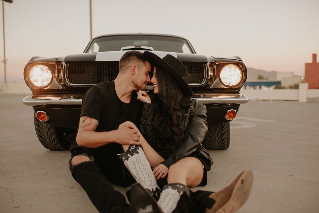 Downtown Las Vegas Elopement Classic Car