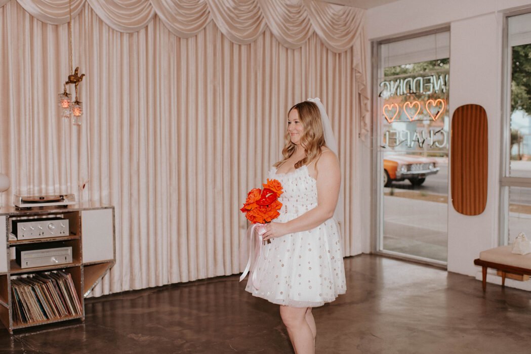 Aly & Matt’s elopement at Sure Thing Chapel, Downtown Las Vegas. Captured by Brittany Lo Photo.