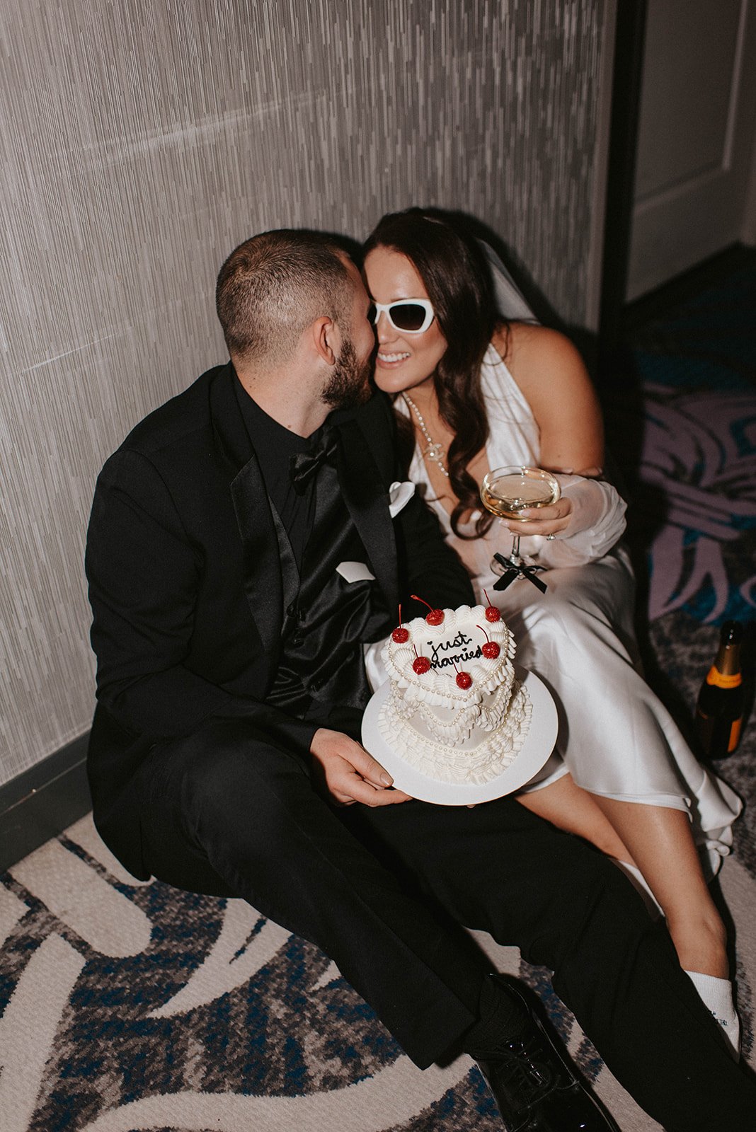 Missy & Zach’s Las Vegas strip elopement at Sure Thing Chapel, A Little White Chapel, Neon Museum, and Cosmo Hotel. Captured by Brittany Lo Photo.