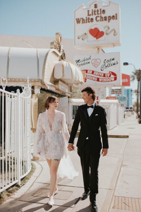 kelsey ethan downtown las vegas a little white chapel elopement plaza hotel neon lights