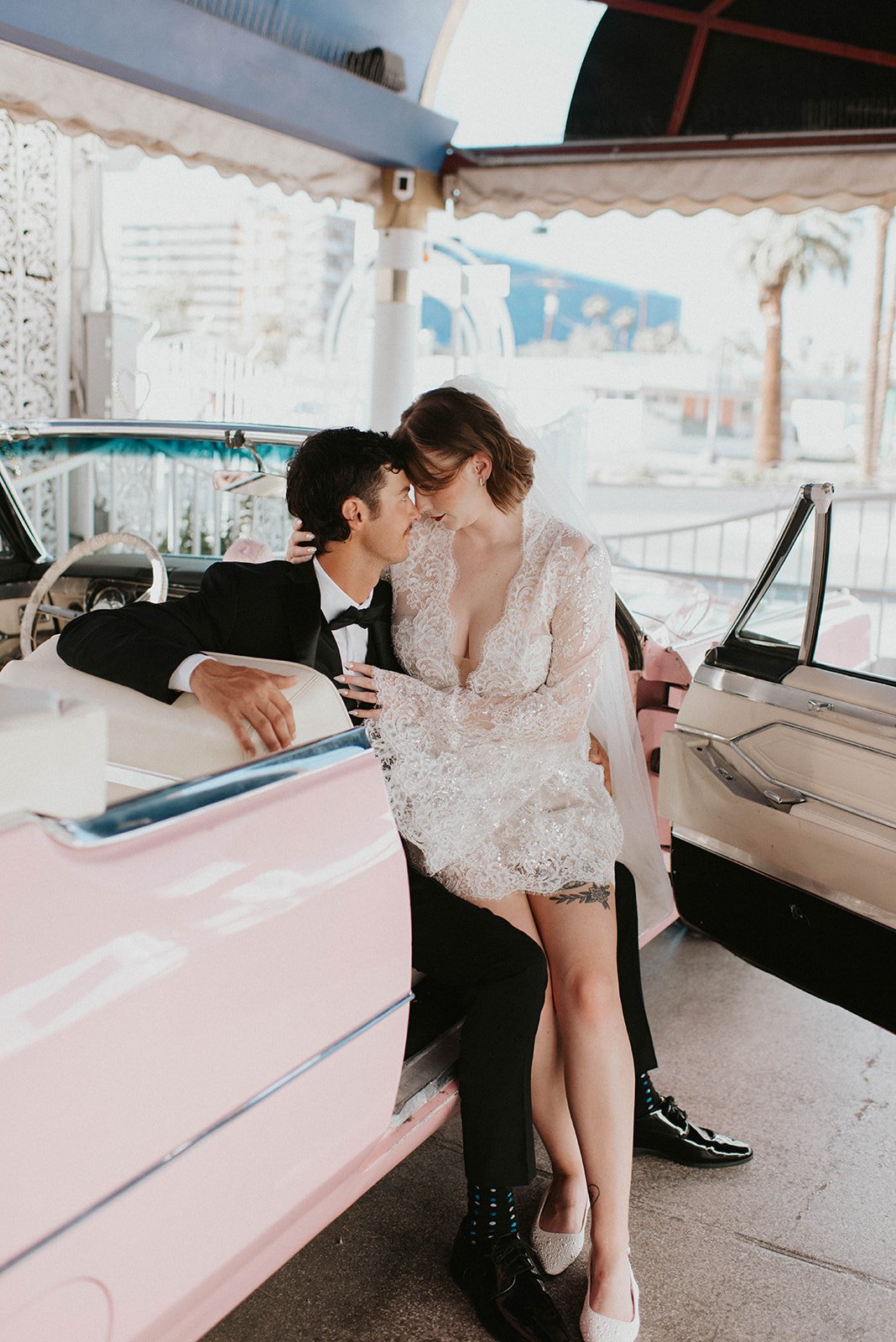 kelsey ethan downtown las vegas a little white chapel elopement plaza hotel neon lights
