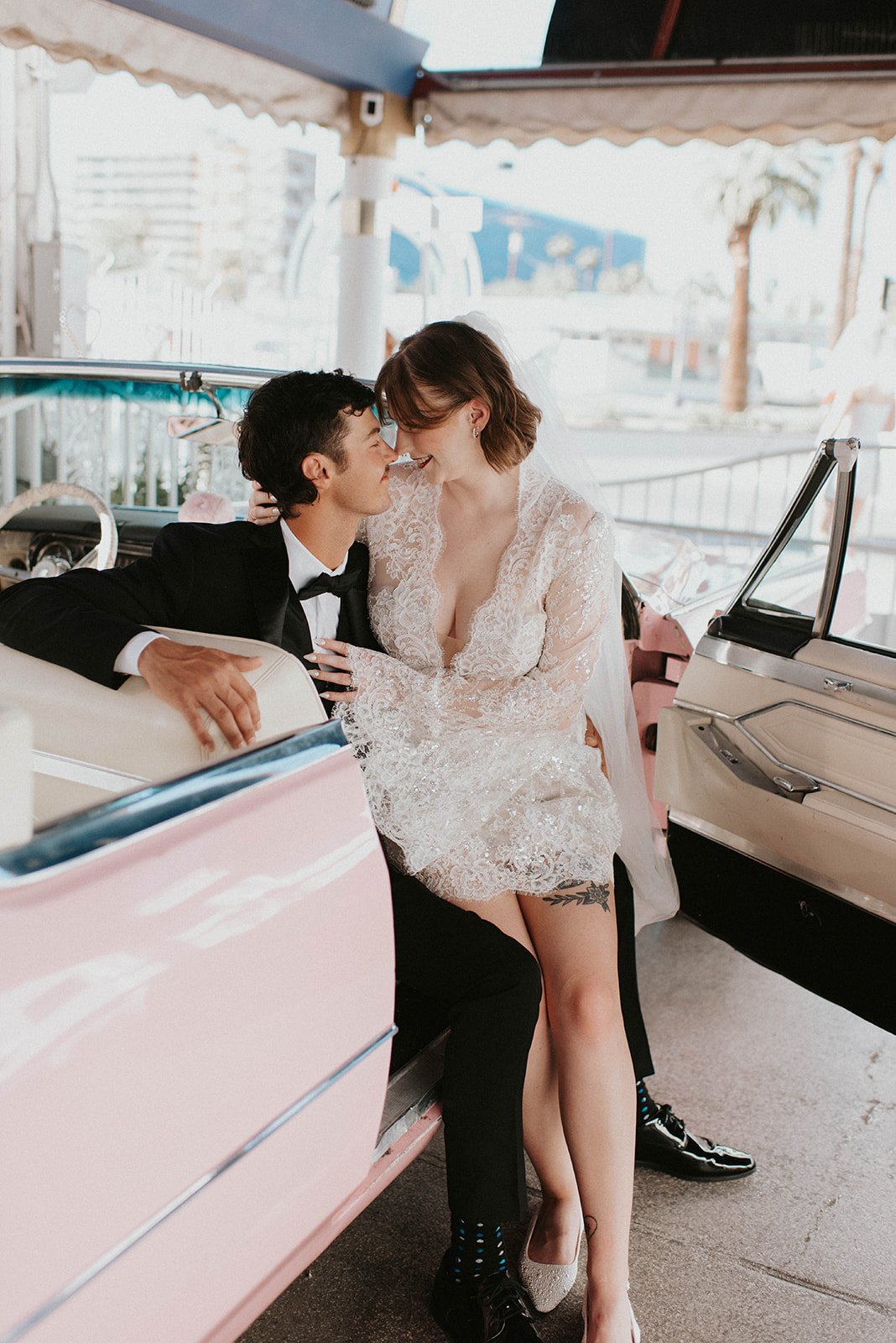 kelsey ethan downtown las vegas a little white chapel elopement plaza hotel neon lights