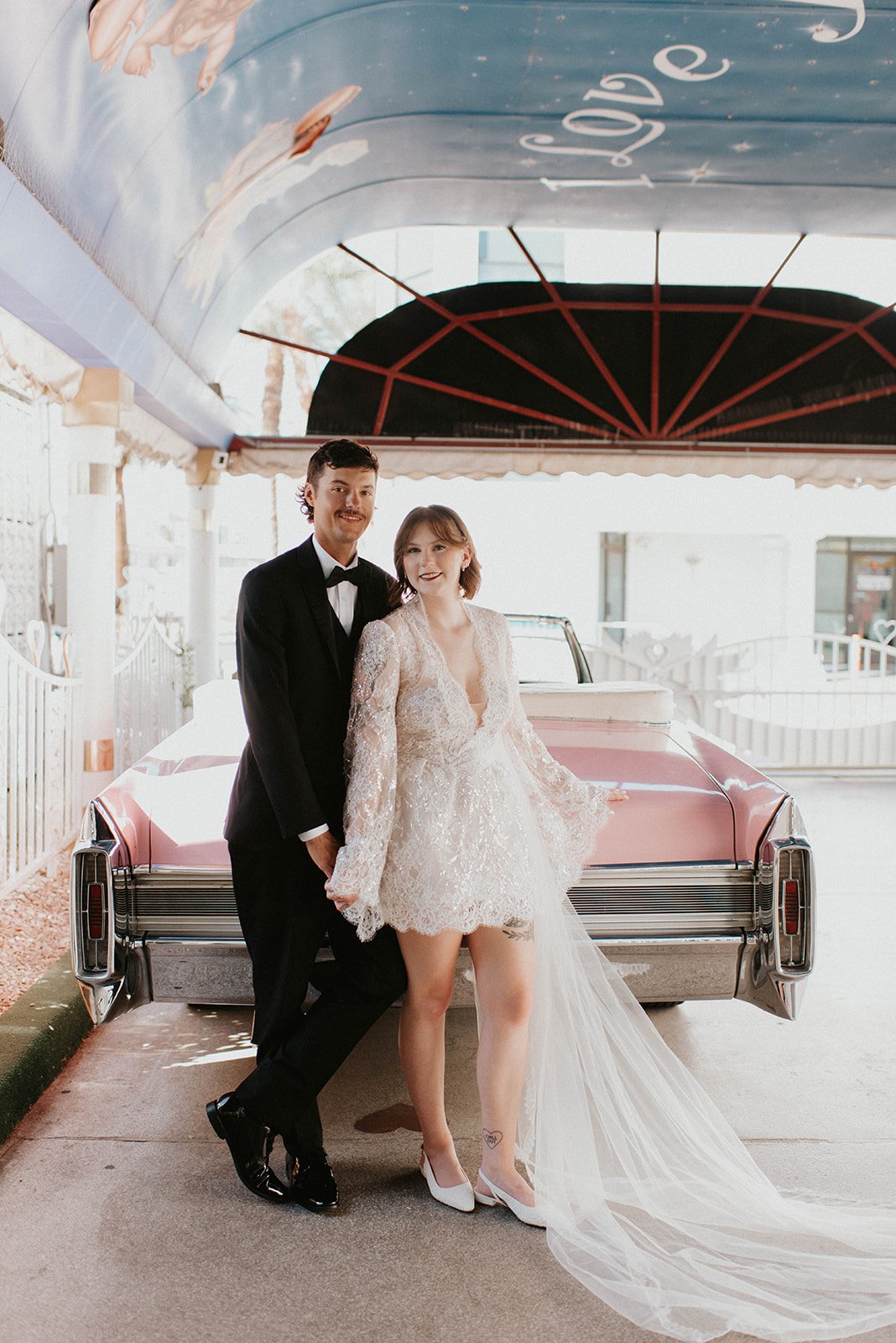 kelsey ethan downtown las vegas a little white chapel elopement plaza hotel neon lights
