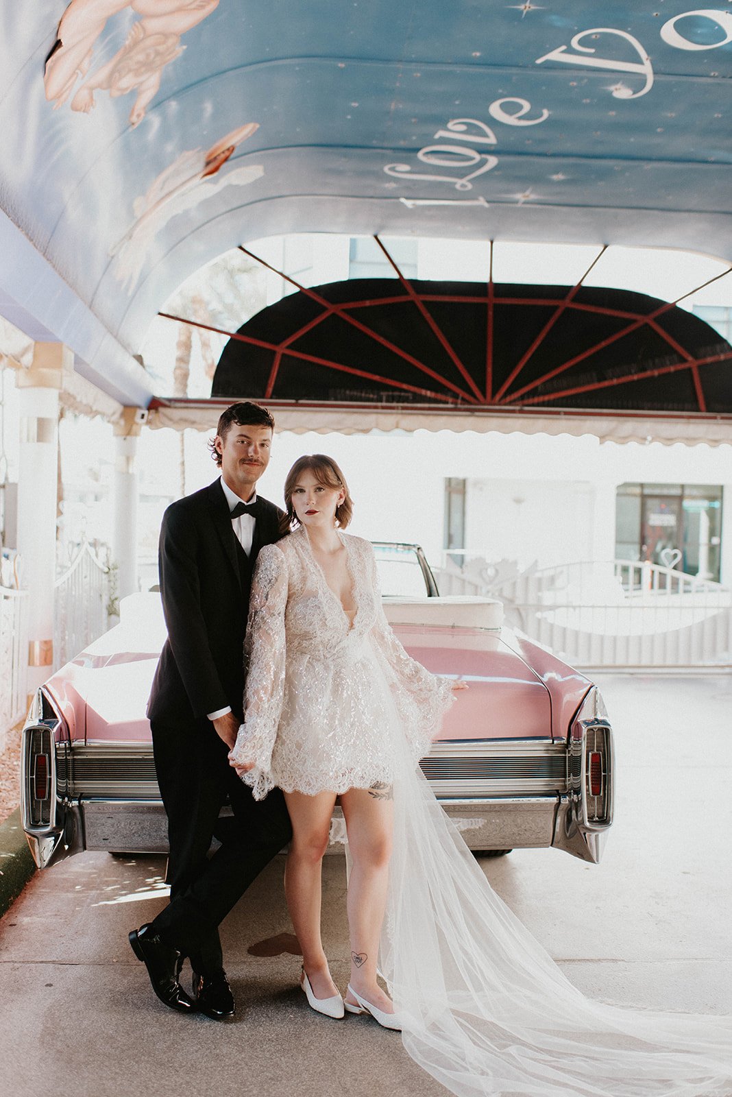 kelsey ethan downtown las vegas a little white chapel elopement plaza hotel neon lights