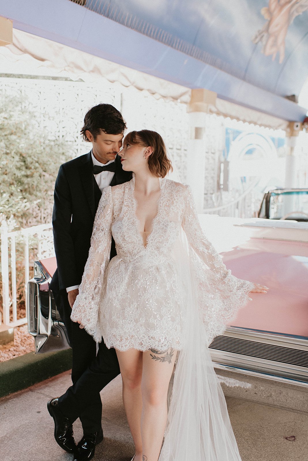 kelsey ethan downtown las vegas a little white chapel elopement plaza hotel neon lights