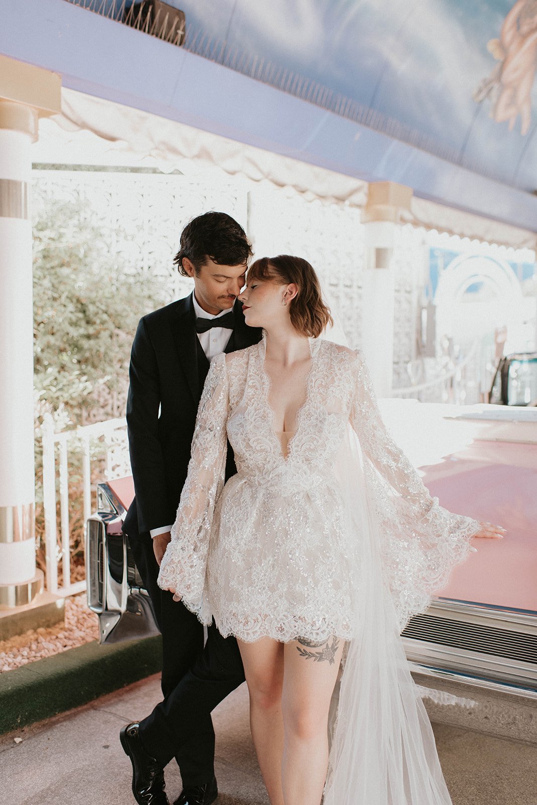 kelsey ethan downtown las vegas a little white chapel elopement plaza hotel neon lights