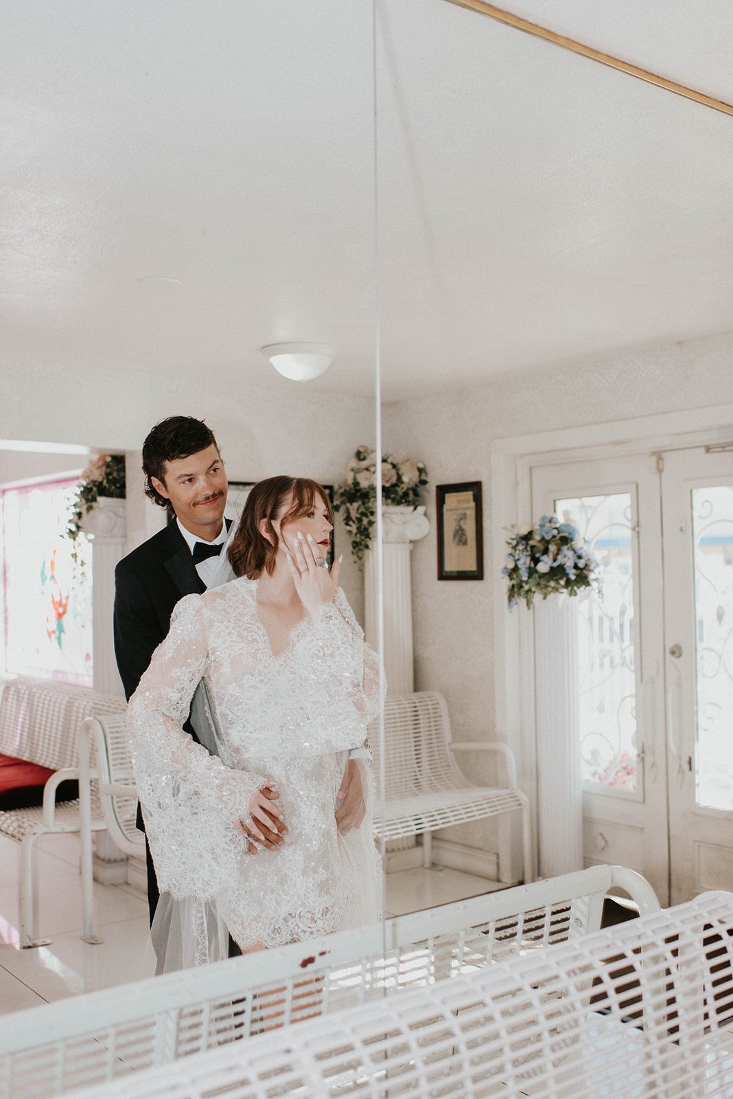 kelsey ethan downtown las vegas a little white chapel elopement plaza hotel neon lights