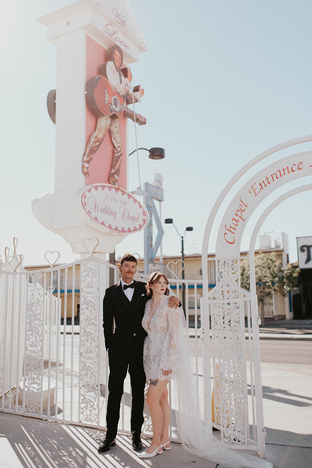 kelsey ethan downtown las vegas a little white chapel elopement plaza hotel neon lights