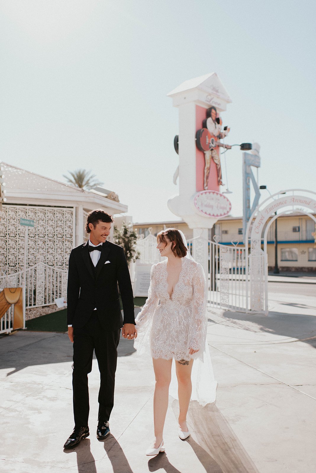 kelsey ethan downtown las vegas a little white chapel elopement plaza hotel neon lights