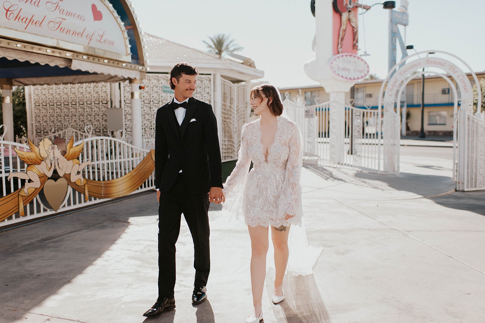 kelsey ethan downtown las vegas a little white chapel elopement plaza hotel neon lights