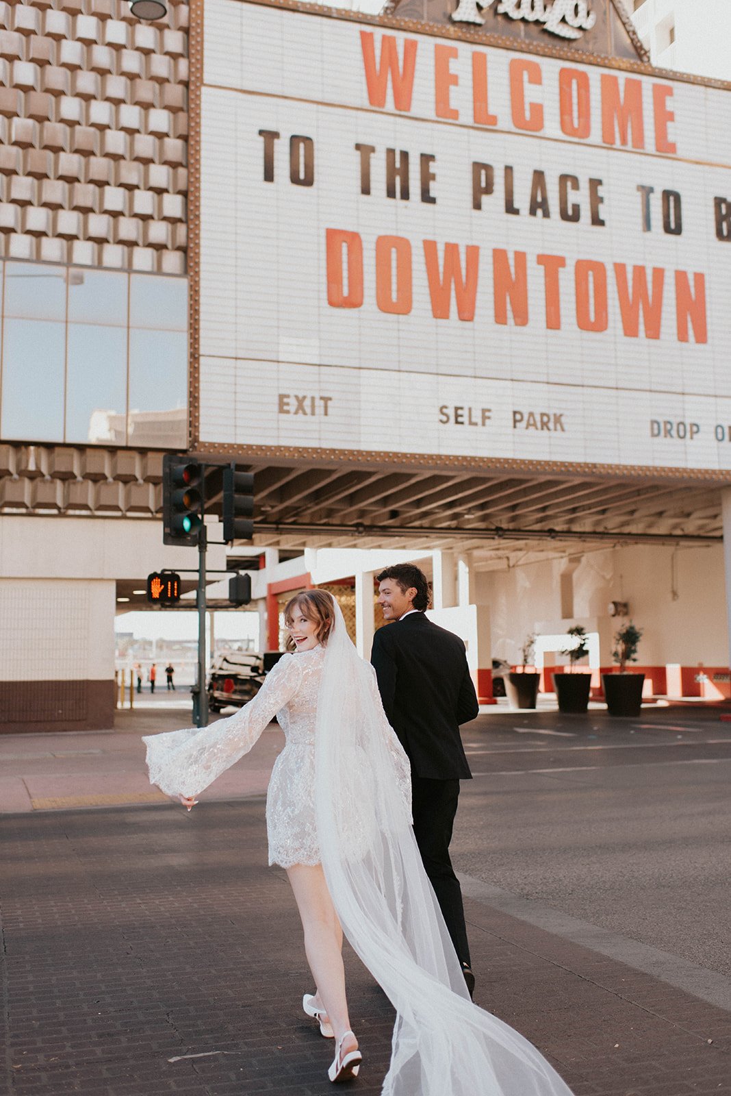 kelsey ethan downtown las vegas a little white chapel elopement plaza hotel neon lights